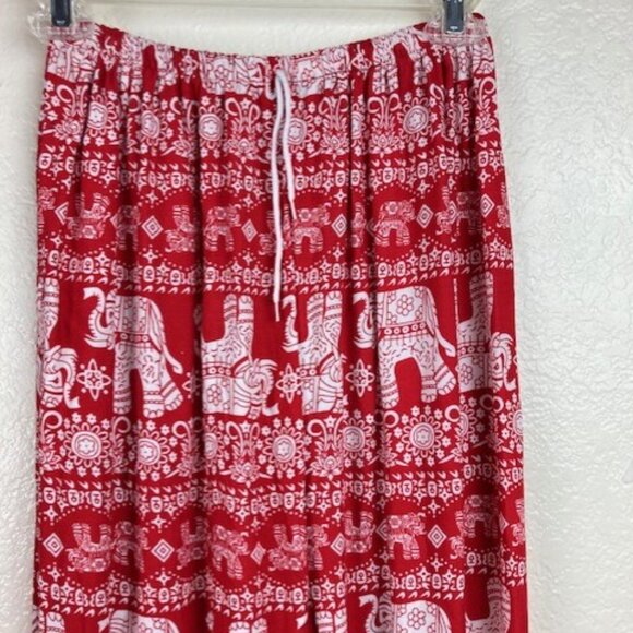Women's Red & White Geeta Harem Hippie Aladdin Yoga Elephant Pants Sz S/M New - Picture 4 of 7